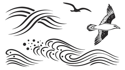 Obraz premium seagulls flying in the sky isolated on white background.