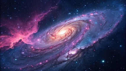 Majestic spiral galaxy cosmic nebula starscape