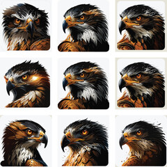 Majestic Eagle Head Illustration – Fierce Bird of Prey Art in Detail set