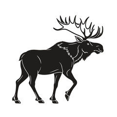 Majestic Bull Moose Silhouette Vector | North American Wildlife Icon | Large Antlered Animal Graphic