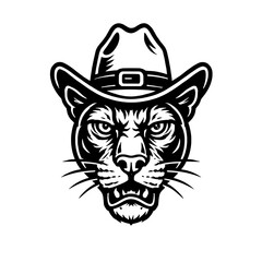 Panther Cowboy Hat Mascot Vector Illustration
