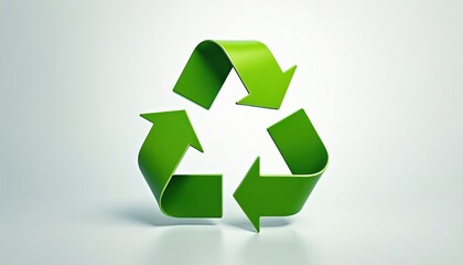 Obraz premium Green recycling symbol isolated on white background. Eco icon with three arrows in a triangle. Sustainable environment concept. Reduce waste. Recycle symbol icon.