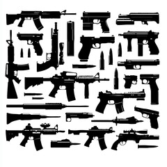 set of guns  silhouette