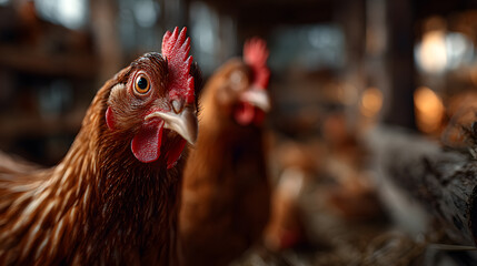 Curious Chicken Portrait on the Farm
