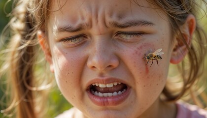 A Girl's Painful Reaction to a Bee Sting