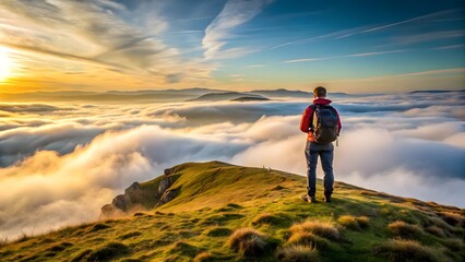 Fototapeta premium Hiker on top of a mountain