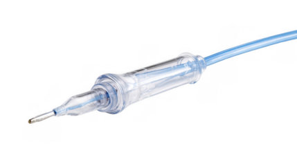 Medical device featuring a foley catheter with a transparent background, facilitating seamless integration into diverse healthcare related visuals, presentations, and educational materials
