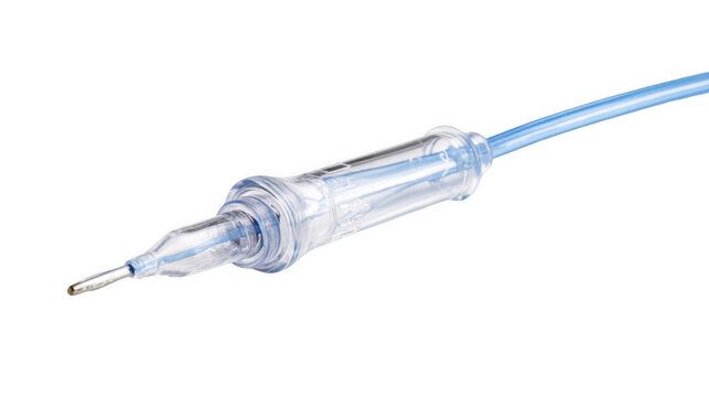 Medical device featuring a foley catheter with a transparent background, facilitating seamless integration into diverse healthcare related visuals, presentations, and educational materials