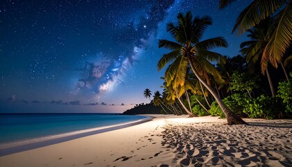 Fototapeta premium Milky Way over tropical beach