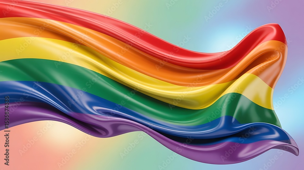 Fototapete pride month concept design of rainbow flag background 3d render, created with generative ai