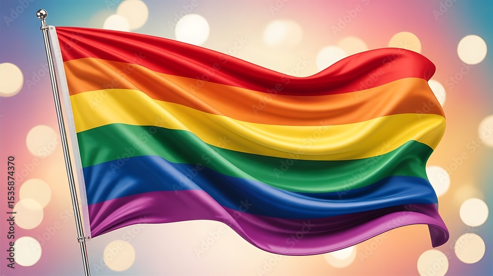 Fototapete pride month concept design of rainbow flag background 3d render, created with generative ai
