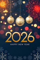 Elegant gold 2026 new year greeting card silhouette