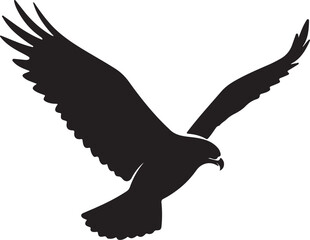 Silhouette of a Majestic Bird of Prey Soaring Through the Sky with Wings Spread Wide in Flight