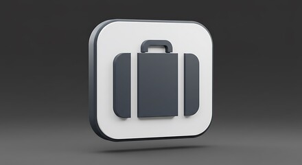 Obraz premium Sleek 3D Render: Gray Suitcase Icon, Minimalist Design
