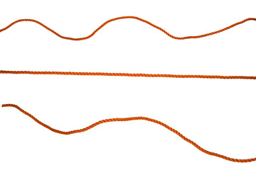 Brown long string rope isolated on white background, PNG