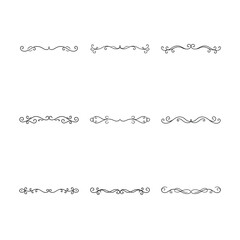 Collection of Nine Black and White Flourish Decorative Dividers