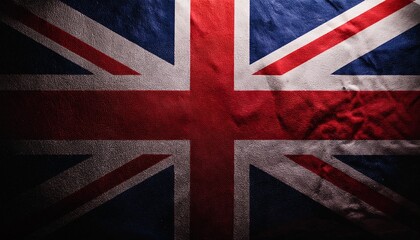 Fototapeta premium dramatic union jack vibrant colors and moody lighting against a dark stone background with copy space