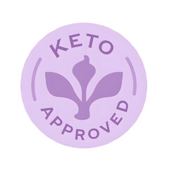 "Keto Approved" logo, diet purple, nutritional symbol, isolated background
