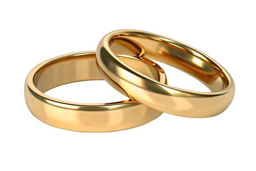 Two golden wedding rings cut out. Based on Generative AI