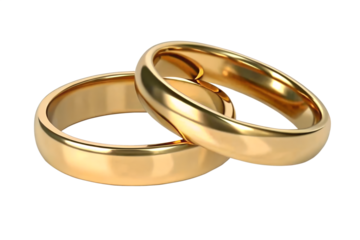 Two golden wedding rings cut out. Based on Generative AI