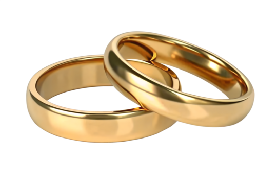 Two golden wedding rings cut out. Based on Generative AI