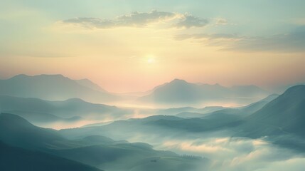 Mountain landscape illustration with scenic nature view