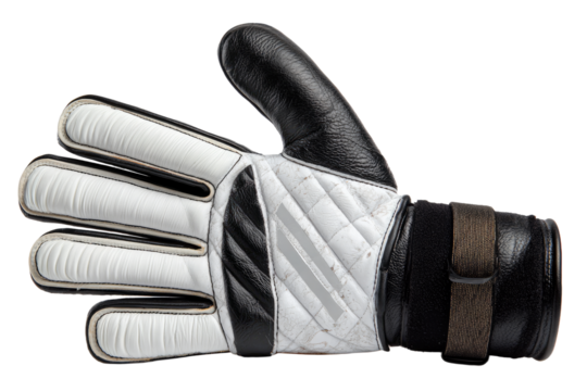 Closeup of a Black and White Goalkeeper Glove.