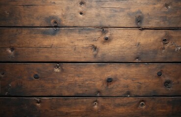 Fototapeta premium Dark wooden planks texture background. Old brown wood surface with natural knots grain. Grunge wood panel for interior design rustic decor. Vintage brown wood material.