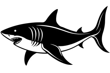 Fototapeta premium Sea Predator: A striking monochrome illustration of a great white shark, showcasing its powerful form and predatory nature in a minimalist style.