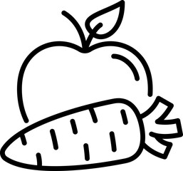 Apple and carrot icon - Editable Stroke SVG, fully scalable.