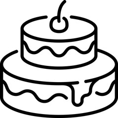 Layered cake icon - Editable Stroke SVG, fully scalable.
