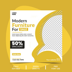 editable furniture social media post, templates for home decor promotions. ideal for furniture sales, stylish interior design banners, and engaging social media marketing campaigns