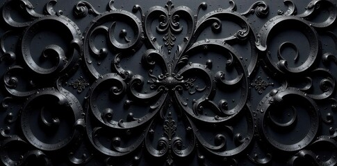 Intricate black swirling pattern, ornate design , swirling, deco