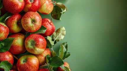 Obraz premium Fresh red and green apples isolated on white background, healthy organic fruit.