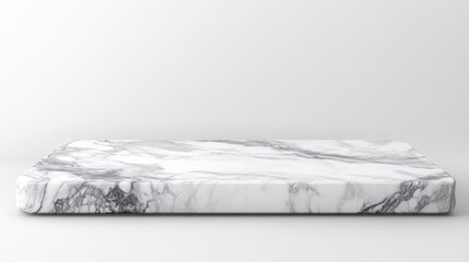 White marble tabletop isolated against a plain white background, ideal for showcasing products