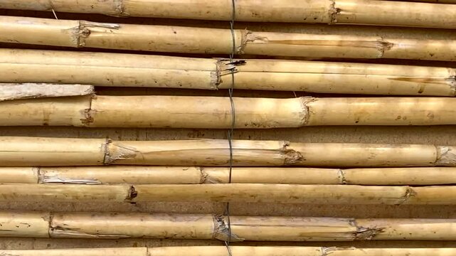 Bamboo wooden fence texture pattern background close up,4K