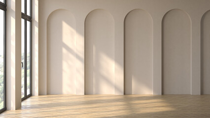 Fototapeta premium Empty interior room Memphis style 3d illustration