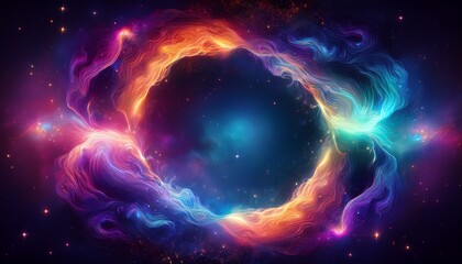 Obraz premium abstract nebula frame with vibrant colors cosmic energy concept perfect for backgrounds presentations and digital art
