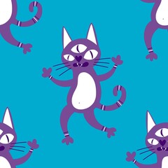 Halloween animals seamless cats pattern for wrapping paper