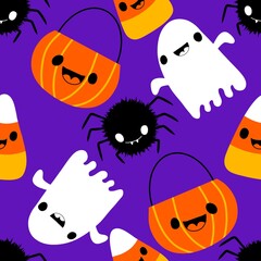 Halloween ghost seamless cute cartoon pattern for wrapping paper and fabrics