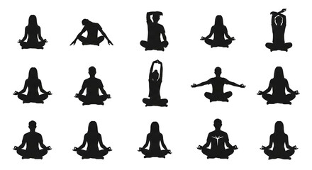 Yoga Poses Silhouettes Collection