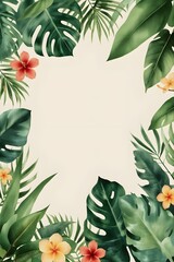 Green floral leaf frame border design with a nature-inspired pattern, perfect for holiday cards or decorative backdrops