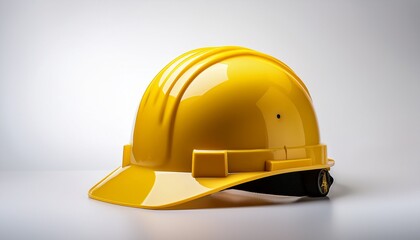 Fototapeta premium yellow hard hat on white background