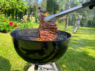 freshly grilled juicy steak
