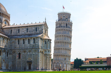 The Leaning Tower of Pisa at sunrise, Italy, Tuscany