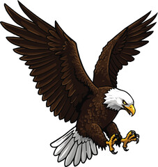 Majestic Bald Eagle Descending Gracefully a Symbol of American Freedom and Power Depicted with Striking Detail and Sharpness