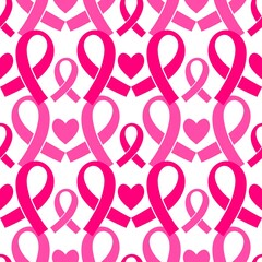 Breast cancer month seamless pink ribbon day mammogram pattern for medical accessories and medicine textiles