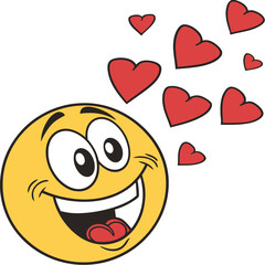 Yellow Smiling Face with Hearts Emoji Illustration Design