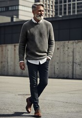 Obraz premium Stylish mature gentleman in modern urban setting
