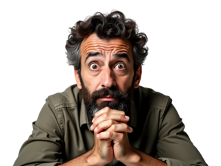 A middle-aged Middle Eastern man, looking stressed and holding his head,business,men,model